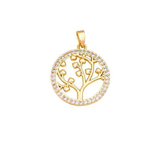 Cubic Zirconia Micro Pave Brass Pendants, Tree, plated, DIY & micro pave cubic zirconia, pendant size 14-24mm 