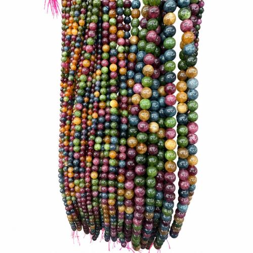 Natural Tourmaline Beads, Round, DIY Approx 38 cm 