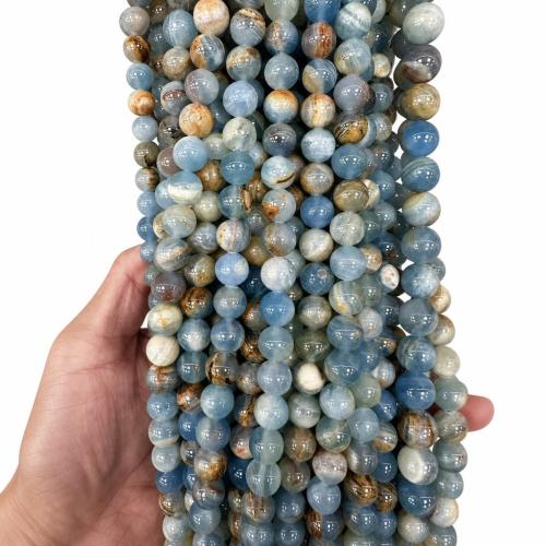 Single Gemstone Beads, Calcite, Round, DIY blue Approx 38 cm 