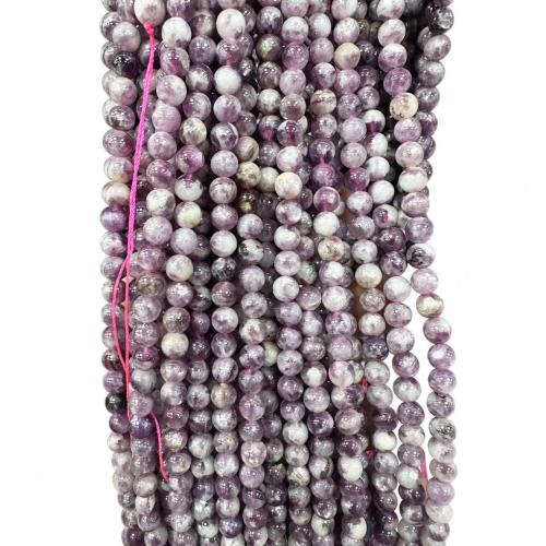 Single Gemstone Beads, Natural Lepidolite, Round, DIY Approx 38 cm 