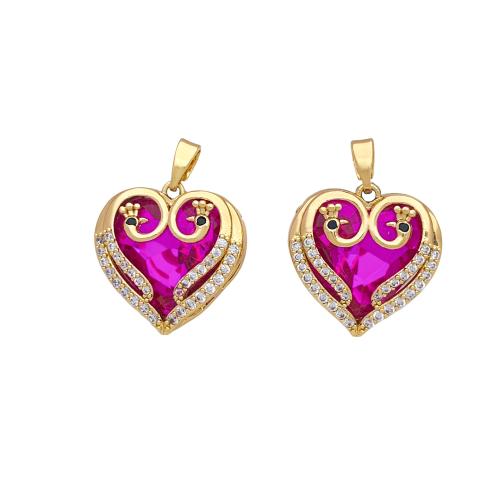 Cubic Zirconia Micro Pave Brass Pendants, Heart, plated, DIY & micro pave cubic zirconia 17mm 