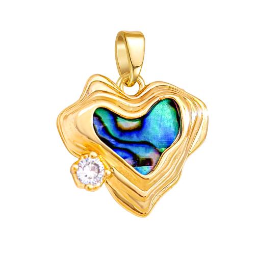 Abalone Shell Pendants, Brass, with Abalone Shell, plated, DIY & micro pave cubic zirconia, pendant size 17-22mm 