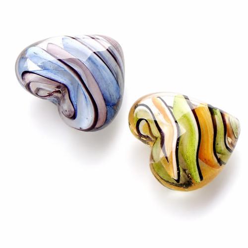 Perles de Murano à torsion intérieure, chalumeau, coeur, spiralé intérieurement, plus de couleurs à choisir Environ 3mm, Vendu par PC