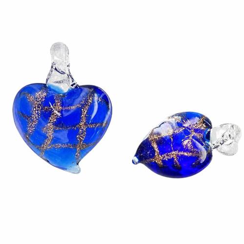 Pendentif Murano pour boucle d'oreille, chalumeau, coeur, sable d'or, plus de couleurs à choisir Vendu par paire