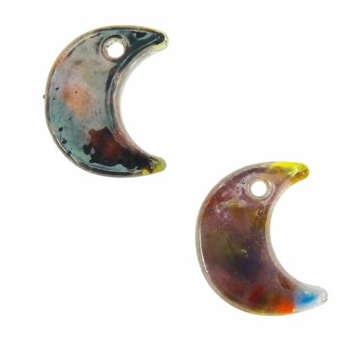 Pendentif Murano pour boucle d'oreille, chalumeau, lune, sable d'or Environ 2mm, Vendu par paire