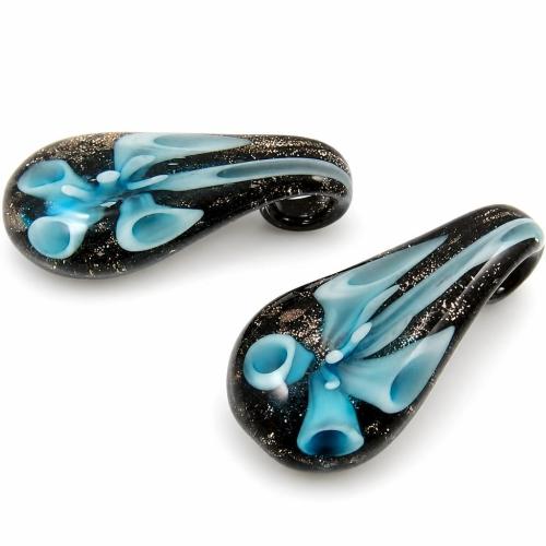 Pendentif Murano pour boucle d'oreille, chalumeau, larme, sable d'or & fleur intérieure, plus de couleurs à choisir Environ 8mm, Vendu par paire