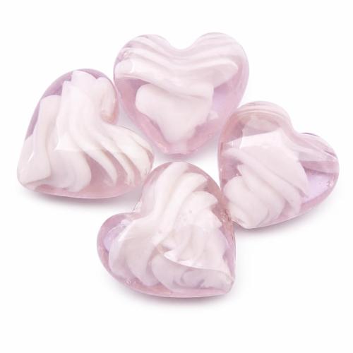 Perles de Murano à torsion intérieure, chalumeau, coeur, spiralé intérieurement, rose Environ 2mm Vendu par lot