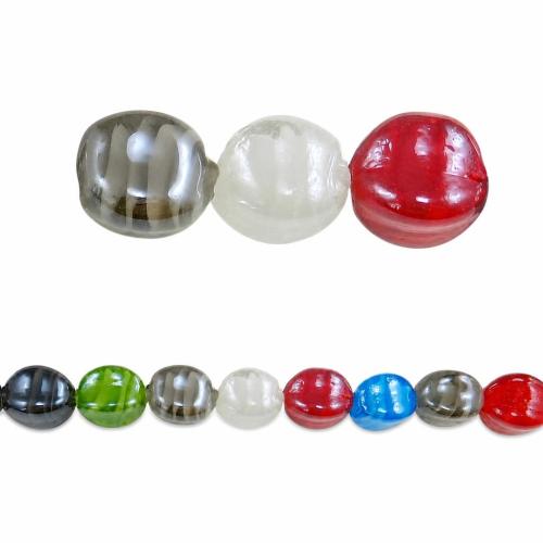 Plattierte Lampwork Perlen, oval, gemischte Farben, 17x14x7mm, Bohrung:ca. 2-2.5mm, Länge:16 ZollInch, 10SträngeStrang/Tasche, 26PCs/Strang, verkauft von Tasche