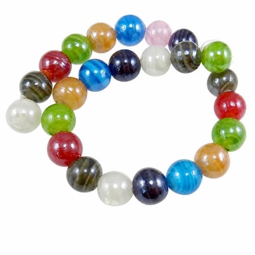 Plattierte Lampwork Perlen, rund, gemischte Farben, 14mm, Bohrung:ca. 2-2.5mm, Länge:12.5 ZollInch, 10SträngeStrang/Tasche, 25PCs/Strang, verkauft von Tasche