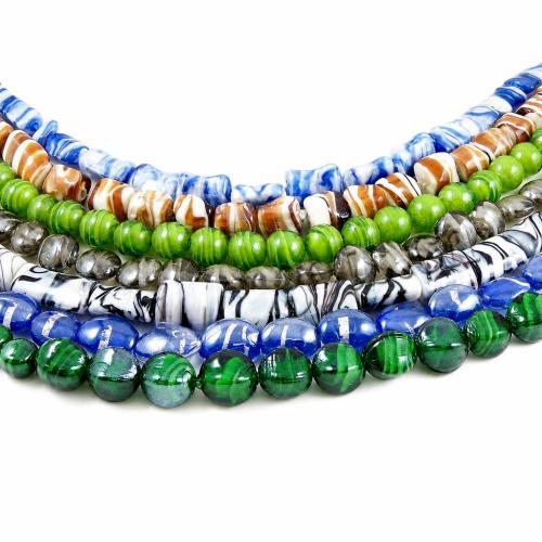 Plattierte Lampwork Perlen, gemischt, gemischte Farben, 14-20mm, Länge:11.5-24.5 ZollInch, 32SträngeStrang/Menge, verkauft von Menge