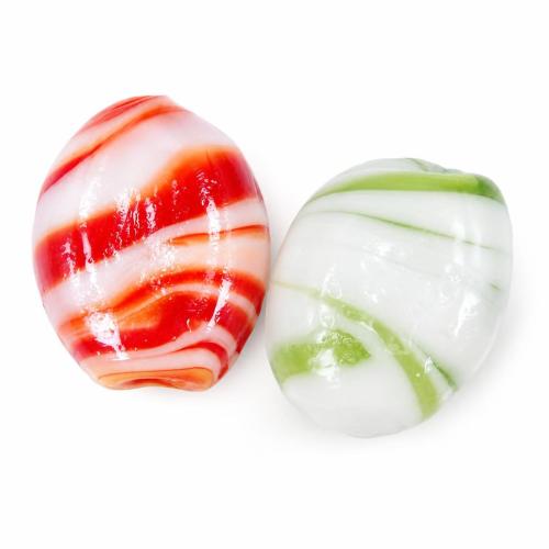 Plattierte Lampwork Perlen, oval, gemischte Farben, 18x22x11mm, Bohrung:ca. 2mm, 1000PCs/Tasche, verkauft von Tasche