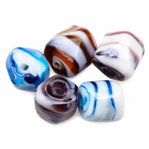 Plattierte Lampwork Perlen, Klumpen, gemischte Farben, 15x15x14mm, Bohrung:ca. 2mm, 1000PCs/Menge, verkauft von Menge