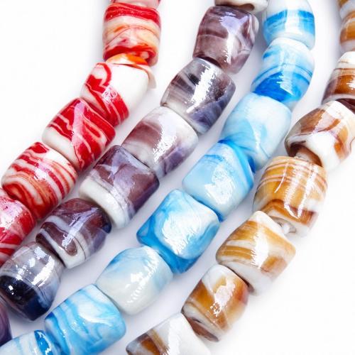 Plattierte Lampwork Perlen, Trommel, gemischte Farben, 14x14mm, Bohrung:ca. 2mm, 1000PCs/Tasche, verkauft von Tasche