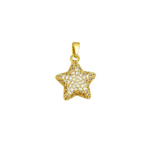 Cubic Zirconia Micro Pave Brass Pendants, Star, plated, DIY & micro pave cubic zirconia, pendant size 16-32mm 