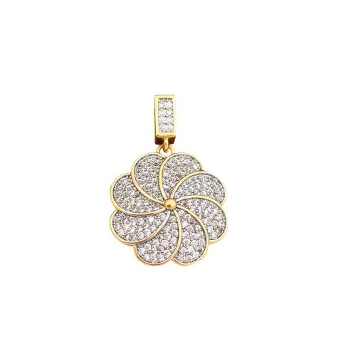 Cubic Zirconia Micro Pave Brass Pendants, Flat Round, plated, DIY & micro pave cubic zirconia, pendant size 20-22mm 