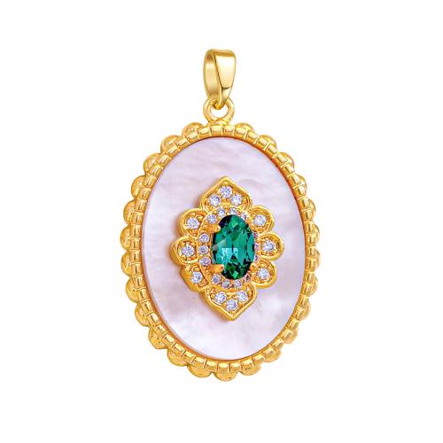 Brass Shell Pendants, with White Shell, plated, DIY & micro pave cubic zirconia, pendant size 15-20mm 