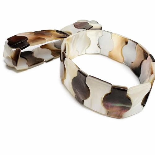 Shell Bracelet, with Elastic Thread, handmade, Unisex, white shell size black shell size Inner Approx 62mm, Approx 