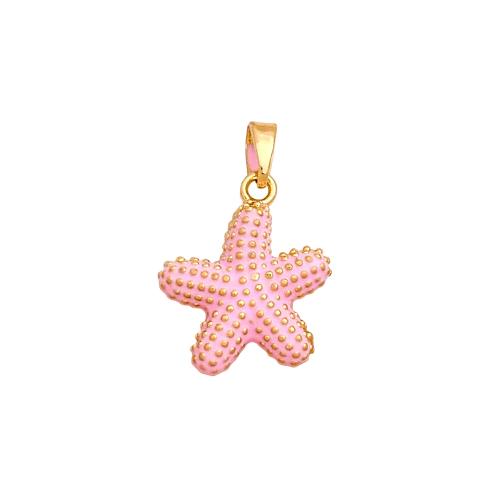 Enamel Brass Pendants, Starfish, gold color plated, DIY pendant size 18-24mm 