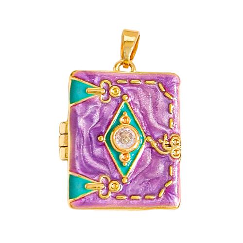 Cubic Zirconia Micro Pave Brass Pendants, gold color plated, DIY & micro pave cubic zirconia & enamel 