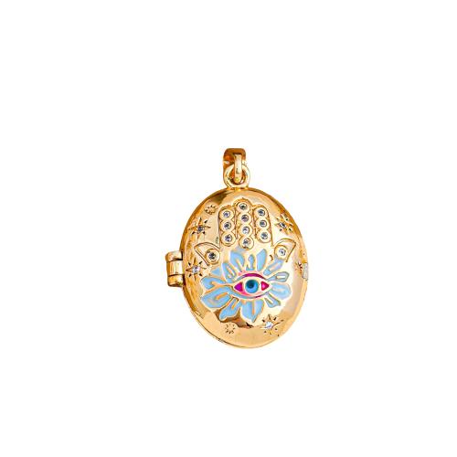 Cubic Zirconia Micro Pave Brass Pendants, gold color plated, DIY & micro pave cubic zirconia & enamel 