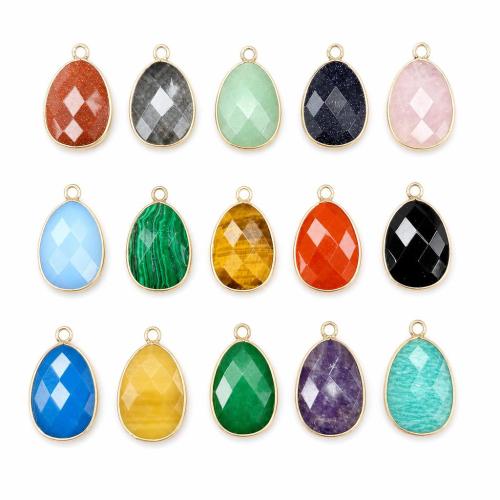 Gemstone Jewelry Pendants, Flat Oval, plated, DIY & faceted 