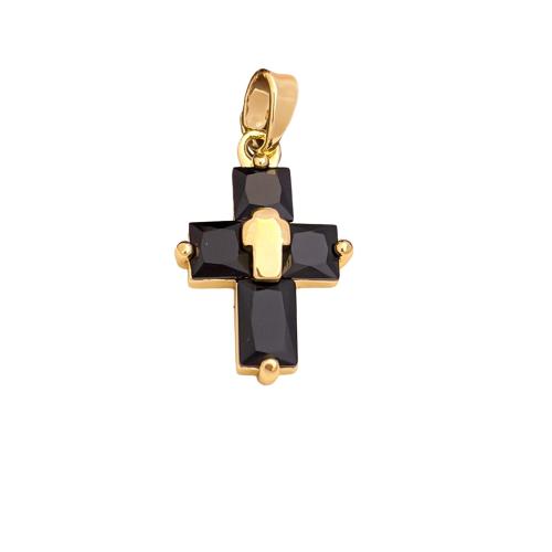 Cubic Zirconia Micro Pave Brass Pendants, Cross, gold color plated, DIY & micro pave cubic zirconia 