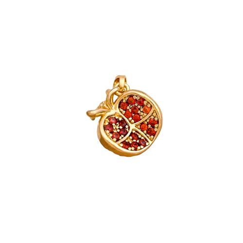 Cubic Zirconia Micro Pave Brass Pendants, Garnet, gold color plated, DIY & micro pave cubic zirconia, 12mm 