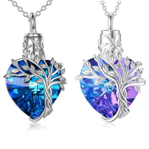 Cinerary Casket Pendant, 304 Stainless Steel, with Crystal, Heart, DIY 
