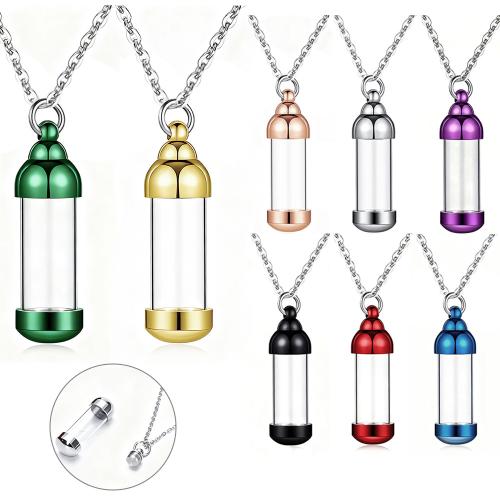 Cinerary Casket Pendant, Aluminum Alloy, with Glass, Column, DIY & waterproof 
