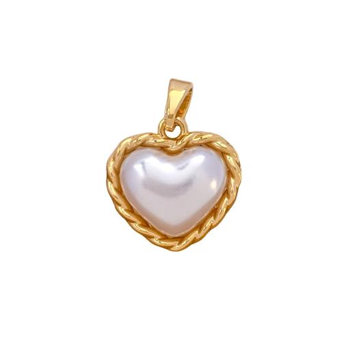 Cubic Zirconia Micro Pave Brass Pendants, with Plastic Pearl, plated, DIY & micro pave cubic zirconia, pendant size 10-19mm 