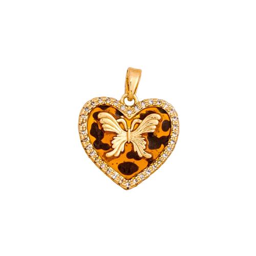 Cubic Zirconia Micro Pave Brass Pendants, Heart, plated, DIY & micro pave cubic zirconia & enamel, pendant size 14-18mm 