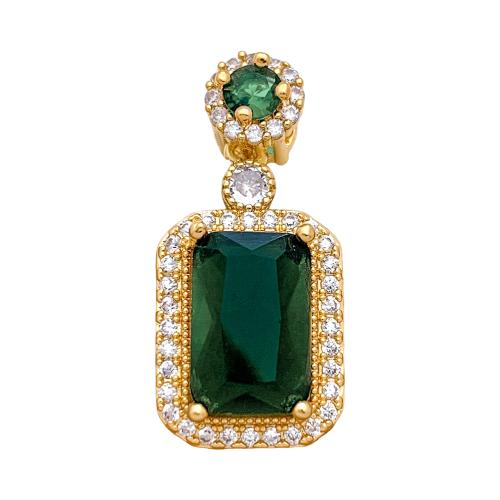 Cubic Zirconia Micro Pave Brass Pendants, Rectangle, plated, DIY & micro pave cubic zirconia 