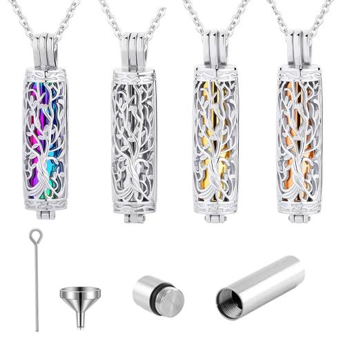 Cinerary Casket Pendant, 304 Stainless Steel, Column, DIY & hollow 