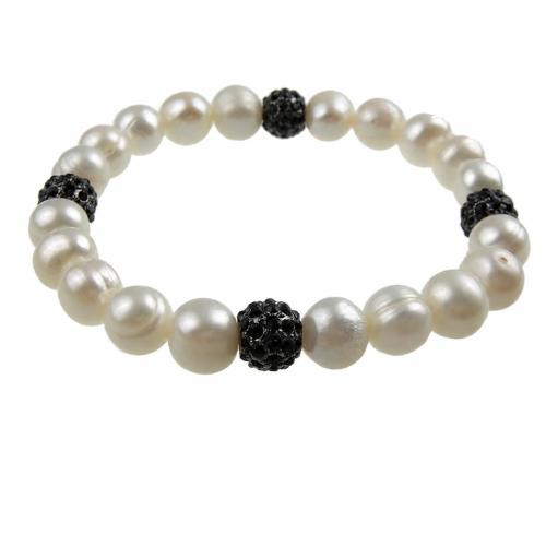 Zink Legierung Perlen Armbänder, Natürliche kultivierte Süßwasserperlen, Perlen Armband, 7--8mm,8mm, Länge:7.5 ZollInch, verkauft von Strang