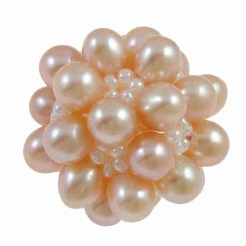 Ball Cluster Cultured Pearl Beads, Freshwater Pearl, Round, handmade 28mm 