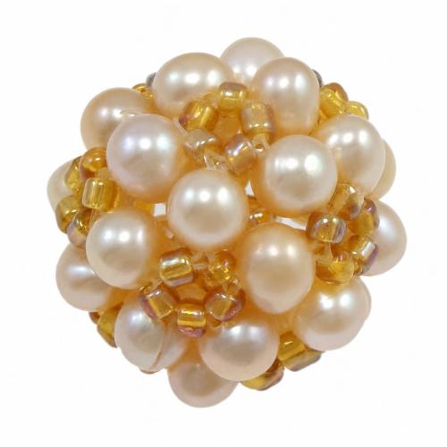 Ball Cluster Cultured Pearl Beads, Freshwater Pearl, Round, handmade 20mm 