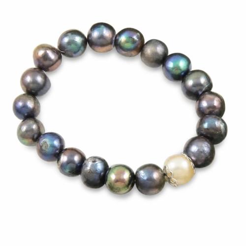 Sterling Silver Pearl Bracelets, Freshwater Pearl, 9-10mm .6 Inch 