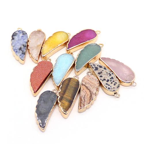 Gemstone Jewelry Pendants, Feather, plated, DIY 