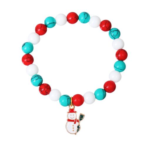 Glass Beads Bracelet, with Zinc Alloy, handmade, Christmas Design & Unisex & enamel Approx 19 cm 