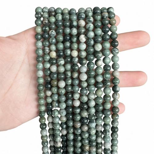 Single Gemstone Beads, Grain Stone, Round, DIY green 