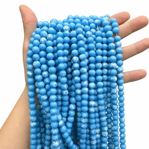 Single Gemstone Beads, Larimar, Round, DIY Approx 38 cm 