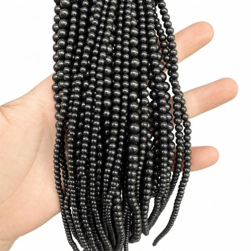 Single Gemstone Beads, Shungite, Round, DIY Approx 38 cm 