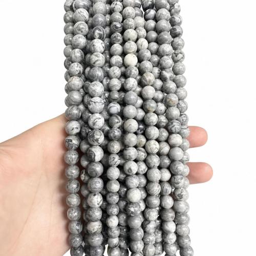 Single Gemstone Beads, Map Stone, Round, DIY Approx 38 cm 