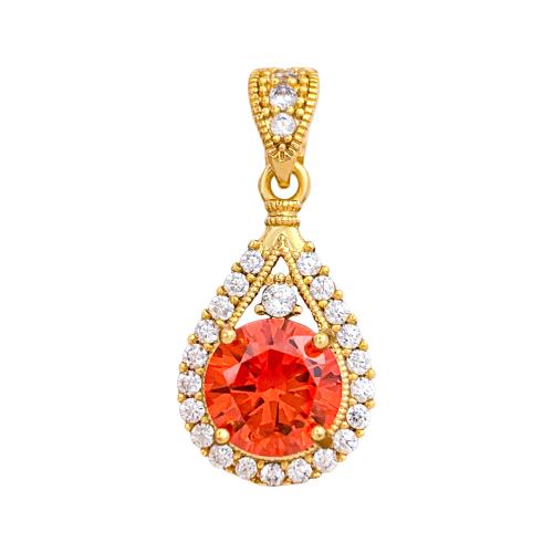 Cubic Zirconia Micro Pave Brass Pendants, Teardrop, plated, DIY & micro pave cubic zirconia, pendent size 10-12mm 