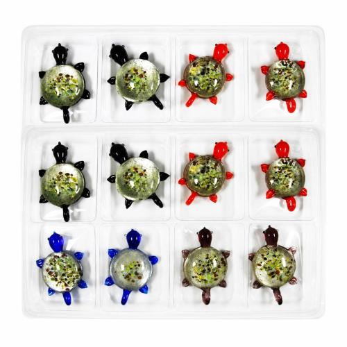 Pendentifs de Murano animaux , chalumeau, tortue, couleurs mélangées Box îte, Vendu par boîte