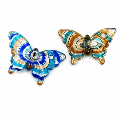 Pendentifs de Murano animaux , chalumeau, papillon, sable d'or, plus de couleurs à choisir Environ 5mm, Vendu par PC
