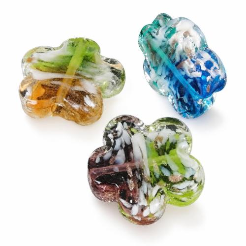 Flower Lampwork Glass Beads, 5 petal Approx 2mm Inch 