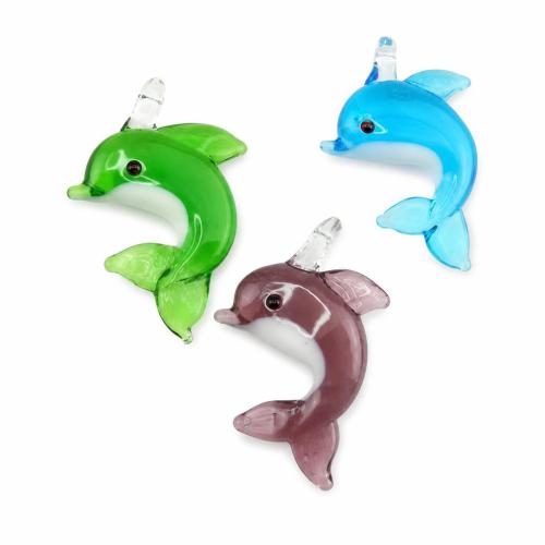 Pendentifs de Murano animaux , chalumeau, dauphin, plus de couleurs à choisir Environ 2mm, Vendu par PC