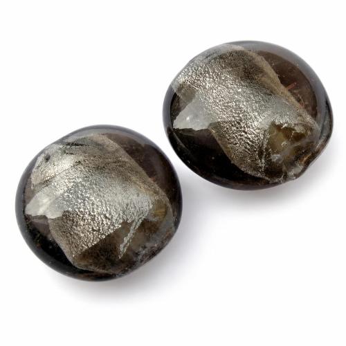 Perles murano feuille d'argent, chalumeau, Plat rond, multiple tailles pour le choix & translucide Environ 2mm Vendu par sac