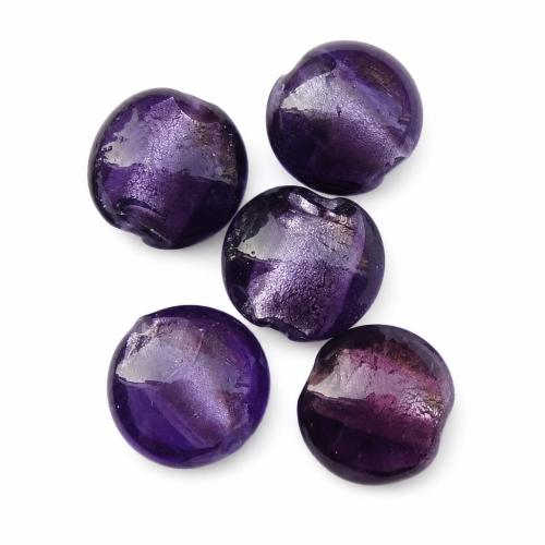 Perles murano feuille d'argent, chalumeau, Plat rond, multiple tailles pour le choix & translucide, violet Environ 2mm Vendu par sac